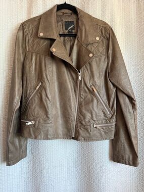 Collection B Taupe Leather Moto Jacket